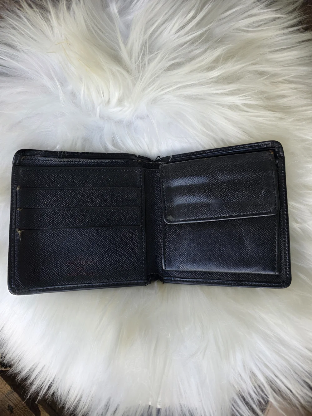 Authentic Black Louis Vuitton Epi Bifold Wallet